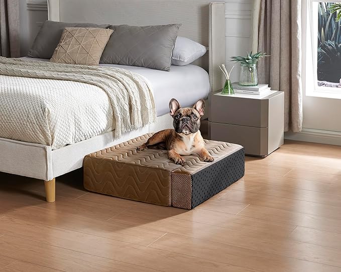 Dog Stairs for Bed, Dog Steps for Bed, Pet Steps for Small Dogs and Cats, Non-Slip Balanced Pet Ramp Indoor (Brown, 13.8" H x 14.5" W x 18" L, 3)