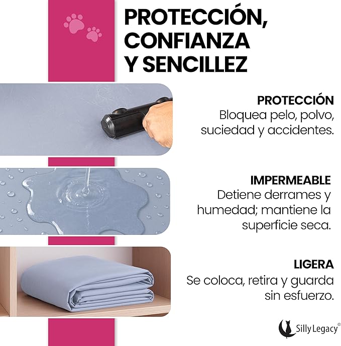 SILLY LEGACY Thin Reversible Waterproof Protective Cover or Liner for Bed or Couch (Twin Size, 90 x 55 inch), for Dogs and Cats, Babies; Incontinence, Dirt, Drool