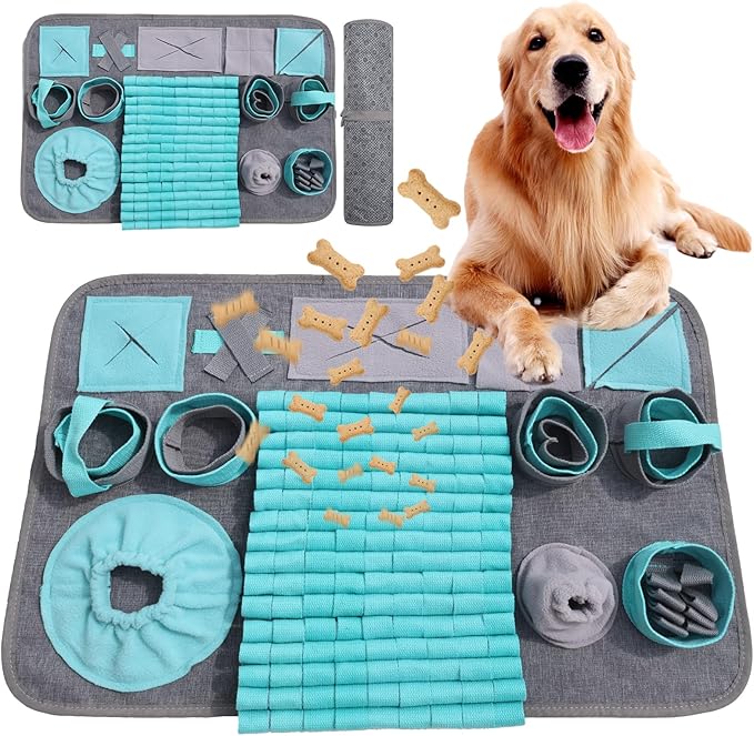 Snuffle Mat for Dogs, Pet Snuffle Mat for Small and Medium Dogs, Interactive Sniff Mat Feeding Mat for Puppies, Slow Feeder Dog Treat Mat for Training and Stress Relief