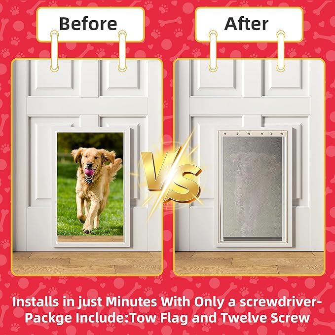 2PACK Extra Large Dog Door Replacement Flap with Screws,Doggie Door Replacement Flaps Compatible with PetSafe Freedom Doggie Doors PAC11-11040, 13 1/8" X 24 7/8", Flexible, Weather Resistant