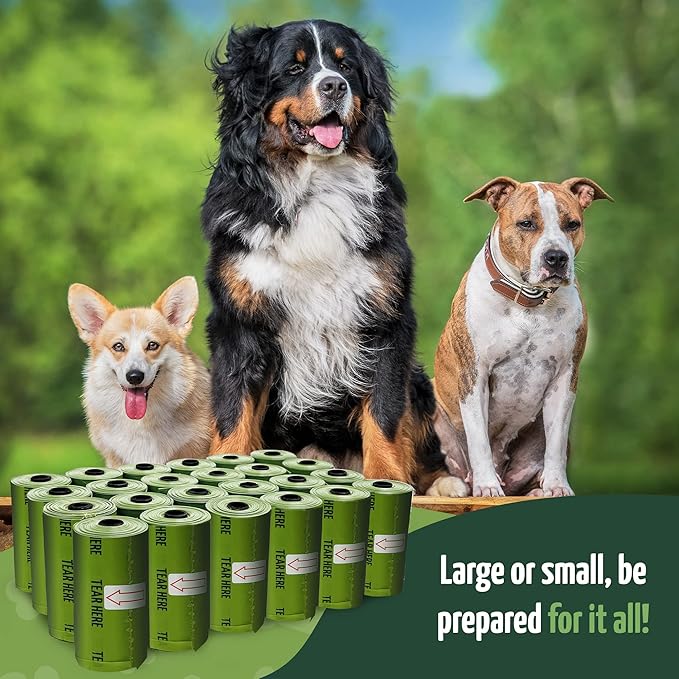 Reli. Biodegradable Dog Poop Bags w/Holder (1200 Count - 80 Rolls Bulk) | Leash Clip Dispenser | 9x13" Large Dog Bags for Poop | Green Eco-Friendly Oxobiodegradable Waste Disposal Refills (Unscented)