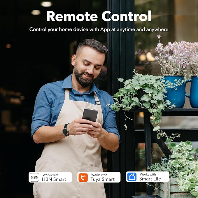 Outdoor Smart WiFi Plug, HBN Heavy Duty Wi-Fi Timer with Two Grounded Outlet, Wireless Remote Control by App Compatible with Alexa and Google Home Assistant 2.4 GHz Network only, ETL Listed (2 Pack)