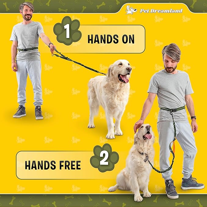 Exquisite Hands-Free Leash for Large Dogs: Ultimate Comfort & Freedom for Running, Walking, Hiking. Premium Quality, Durable & Versatile Waist Leash Belt. Your Dog Will Love It