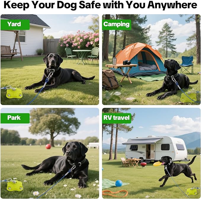 Heavy Duty Dog Tie Out Stake with 2x20FT Cables for Outdoor,Dual 360° Swivel for Dogs, 200LBS Capacity Stainless Steel,Dog Runner for Outside Yard/Camping (Dog Stake+2X20ft Cable/200lbs)