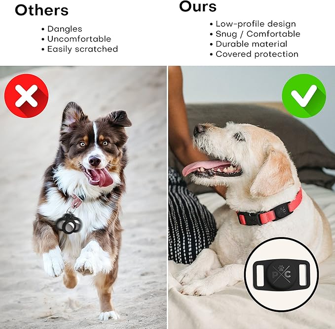 Pup Culture AirTag Dog Collar - Extra-Durable, Lightweight, Protective Case - Track Pets with Apple AirTag