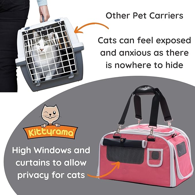 New Premium Soft-Sided 2-in-1 Kittyrama Cat Carrier & Home Hideaway – Vet-Recommended Calming Den, Dual-Use Lounge & Travel Carrier with SBS Zippers, Airline-Approved Under-Seat Fit