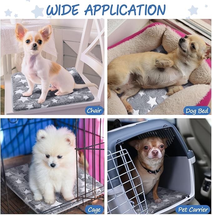 VitalCozy 2 Pack Self Warming Cat Mat Self Heating Pad Bed Reversible Machine Washable Reflects Body Heat Warm Thermal Pet Pad Crate Blanket for Feral and Indoor Cat (Star,17'' X 17'')