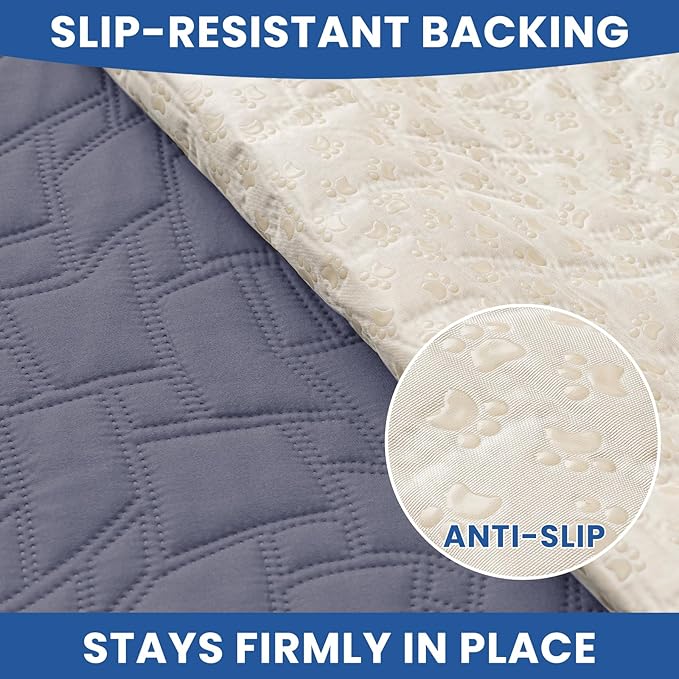 Waterproof Dog Bed Cover, Non-Slip Dog Blanket for Couch, Couch Covers for Dogs Washable, Pet Blanket for Furniture, Pet Bed Mat for Sofa, Car, Couch Protector (52x82 Inch, Grey Blue)