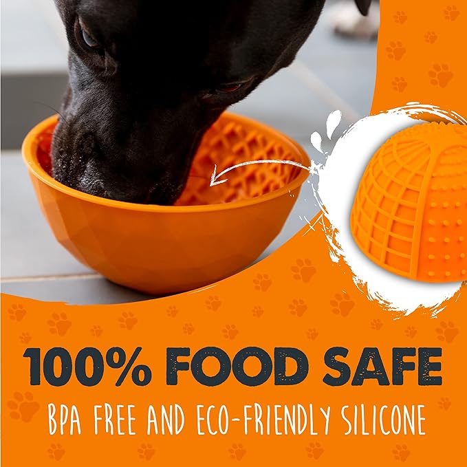 Mighty Paw Dog Slow Feeder Bowl - Interactive BPA-Free Silicone Lick Bowl for Dogs - Easy to Clean, Keeps Pets Entertained, Provides Mental Enrichment