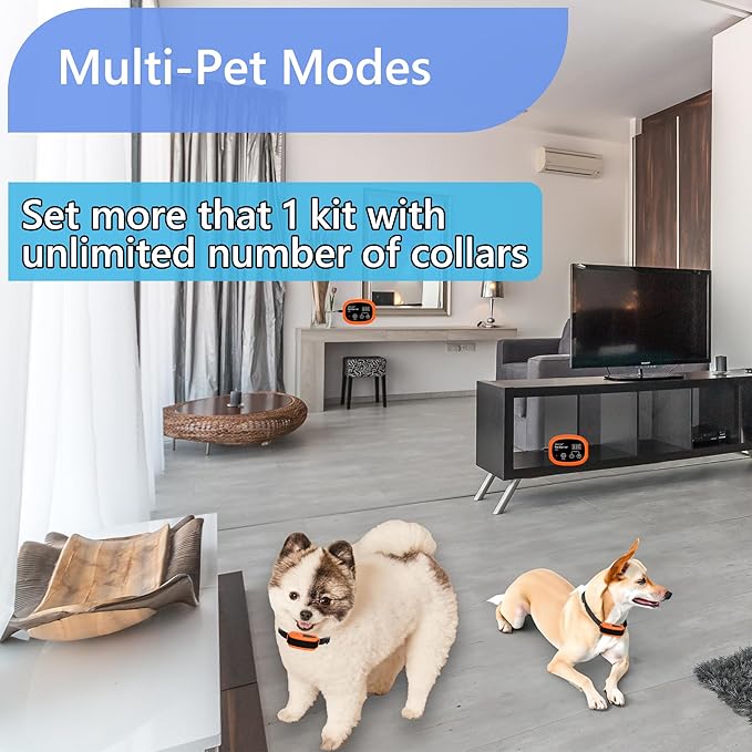 Indoor Pet Barrier for Dogs, Wireless Indoor Electric Fence, Pet Gate, Keeps Areas Off Limits, Dog Fence Waterproof/Rechargeable Training Collar (1 Dogs System)