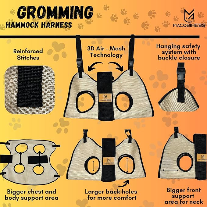 2025 2-in-1 - Dog Grooming Hammock - Dog Sling - Dog Grooming Harness - Dog Slings for Small Dogs - Dog Hammock for Nail Trim - Dog Carrier Sling - Cat Grooming Hammock - Dog Sling Carrier - Pet Sling