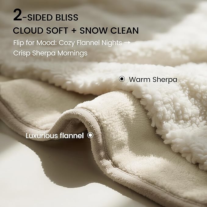 gogobunny Waterproof Bed Blanket, Reversible Sherpa Fleece Throw Blanket for Dog Puppy Cat, Furniture Cover Protects Bed Couch Sofa from Liquid Pee and Pet Fur (Cream, 60x80 inches)