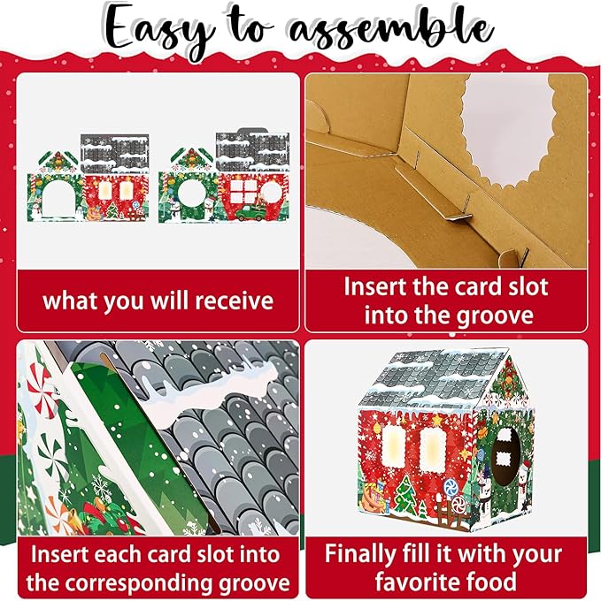 Christmas Cardboard Cat House with Scratcher 16.5"x 13"x19" Christmas Cat Scratcher House for Indoor Cats’ Birthday Large Cat Scratcher Box