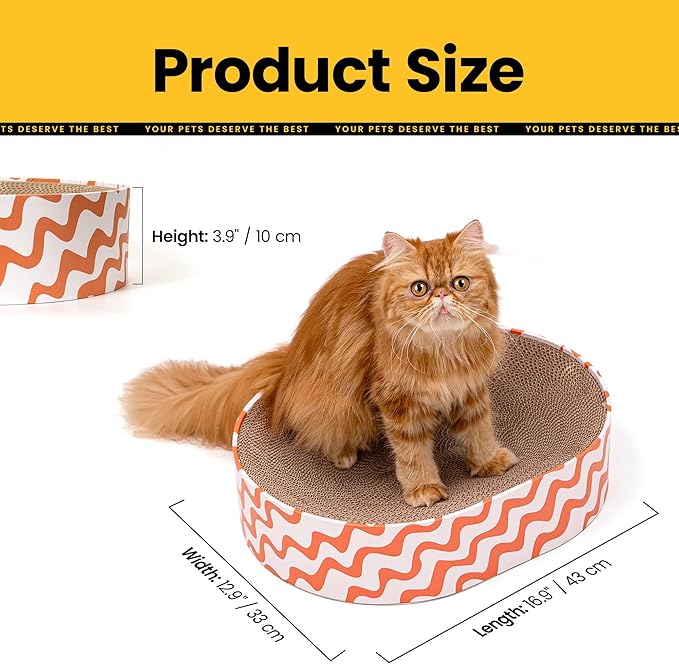 Cat Scratcher Cardboard,2 in 1 Oval Cat Scratch Pad Bowl for Indoor Kitty Grinding Claw,Round Kittens Scratching Board Corrugated Lounge Pet Beds&Furniture Protector for Couch&Carpets&Sofas