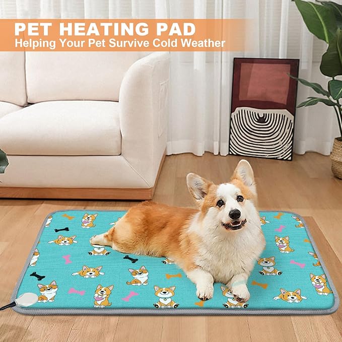 Electric Cat Heating Pad 18x18 in with Digital Temperature Control, Pet Heated Bed Mat LCD Display, Heated Cat Dog Mat with Timer, Chew Resistant Cord