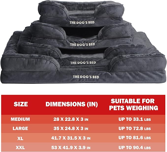 The Dog’s Bed, Orthopedic Standard Foam Waterproof Dog Bed with Standard Support, XXL Grey Plush, Waterproof, Supportive Dog Bed with Replaceable Covers, Veterinary Approved