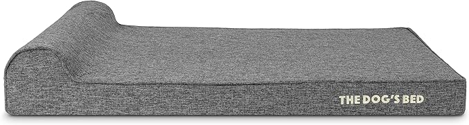 The Dog’s Bed Orthopedic Headrest Dog Bed XL Grey Linen, Memory Foam, Pain Relief for Arthritis, Hip & Elbow Dysplasia, Post Surgery, Lameness, Waterproof Washable Cover