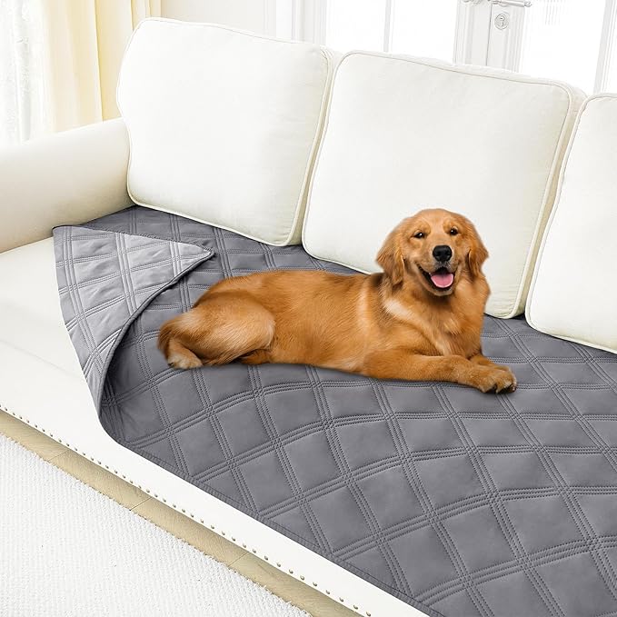 Smiry Waterproof Dog Bed Cover Blanket 40x70, Soft Reversible Pet Blanket, Washable Leakproof Cats Dogs Couch Cover for Sofa, Couch, Furniture, Lattice, Grey/Light Grey