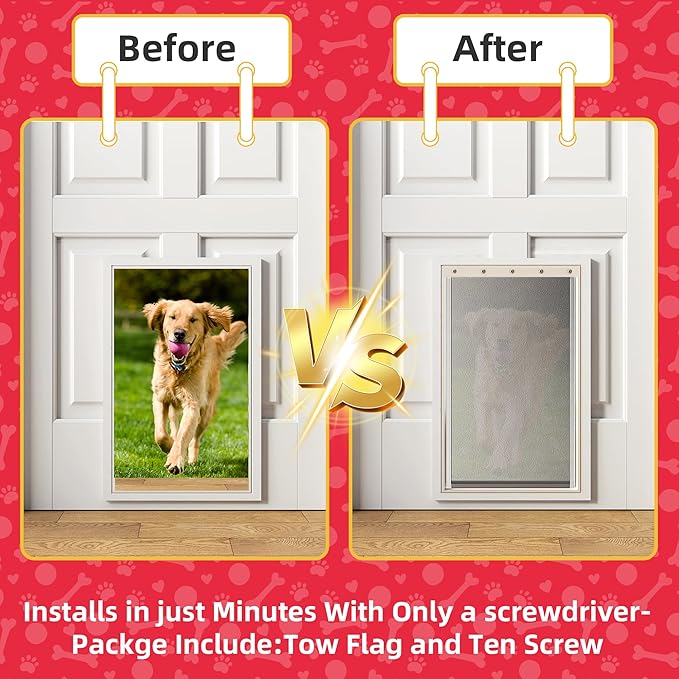 2PACK Large Dog Door Replacement Flap with Screws,Doggie Door Replacement Flaps Compatible with PetSafe Freedom Doggie Doors PAC11-11039,10 1/8" X 16 7/8",Weather Resistant and Easy to Install