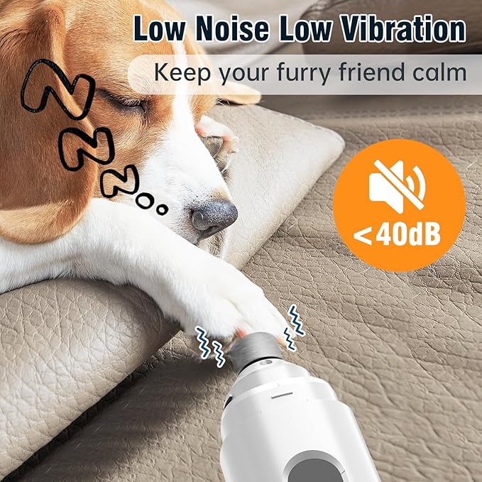 Dog Nail Grinder, 7-Speed Quiet Electric Dog Nail Trimmers, Dog Nail Clippers with Sponge Dust Collection & File for Small Medium Large Dogs, Rechargeable Pet Paw Grooming Supplies Kit