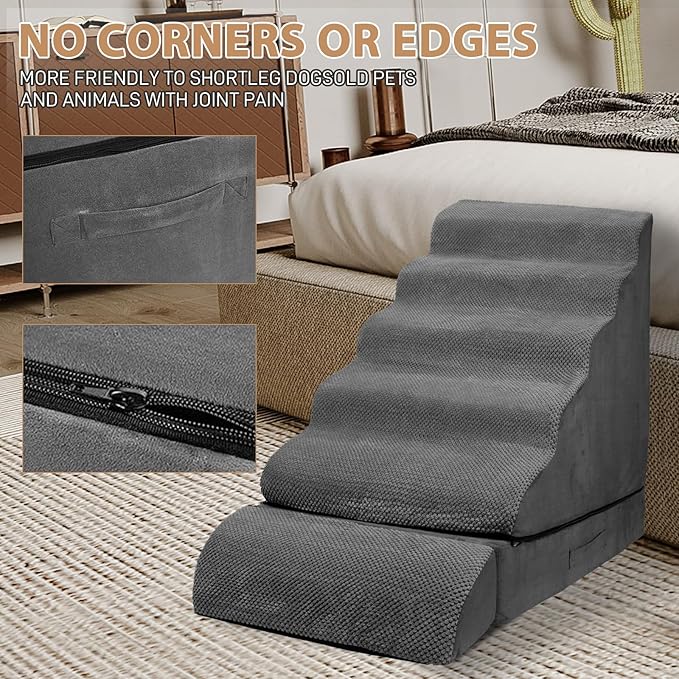 Dog Stairs & Steps for High Beds 30-36 Inches Tall for Small Dogs, LitaiL Pet Stairs/Steps for Beds 30 Inches High, Non-Slip Dog Ramps for Older Cats