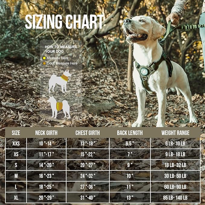 OneTigris Dog Harness, Tactical Dog Harness No-Pull Breathable Adjustable Pet Vest with Handle for Outdoor Walking(Ranger Green,Small)