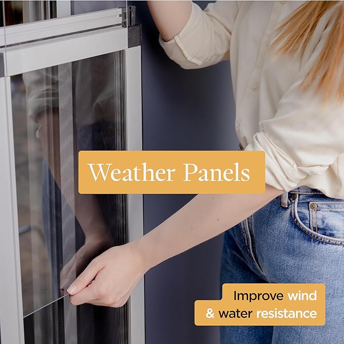 Hakuna Pets V2 Patio Pet Door Screen Insert Panel for Sliding Doors, Fits Door Track Min Ht 62.99" to Max Ht 84.25",UV Resistant Mesh, Locking Magnetic Dog Door, Easy Install and Removal,Large,Silver