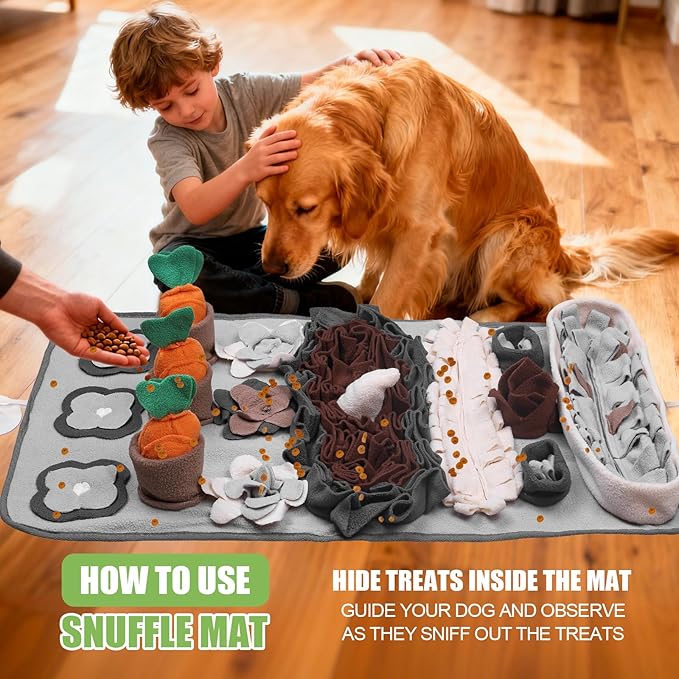 Snuffle Mat for Dogs Large Breed - 32'' X 20'' Washable Durable Sniff Mat for Slow Feeding Training, Enrichment Puzzle Toy for Mental Stimulation & Stress Relief