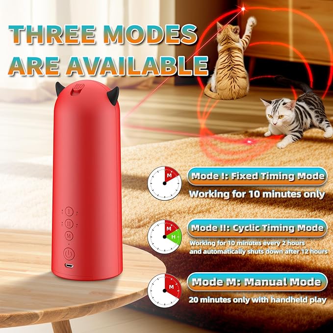 Laser Cat Toys for Indoor Cats, [2025 Newly Upgraded] Real Trajectory Motion Activated Cat Toy, Automatic Laser Pointer Interactive Automated Cat Toys for for Bored Indoor Adult Cats/Dogs/Kittenes