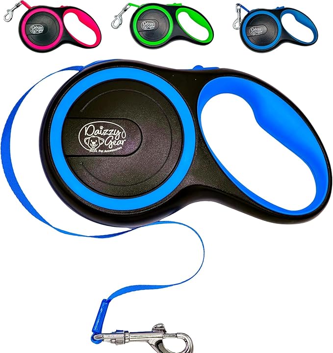 Retractable Dog Leash for Small, Medium & Large Dogs – Heavy-Duty, Tangle-Free, Reflective, 16FT Long, Anti-Slip Soft Handle with One-Hand Brake - 44 LBS /16FT - Small - Blue