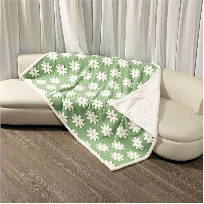 Waterproof Pet Blanket,Dog Bed Covers Couch Sofa Stylish Jacquard Pets Throw Blankets for Puppy Cats Washable Reversible Furniture Protection Covers (Green Flower,XL)