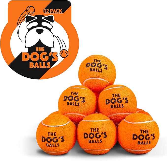 The Dog's Balls, Dog Tennis Ball, Orange 12-Pack,Strong Toy for Agility Training, Puppy Training, Play, Exercise & Fetch, 2.5 Inch Diameter
