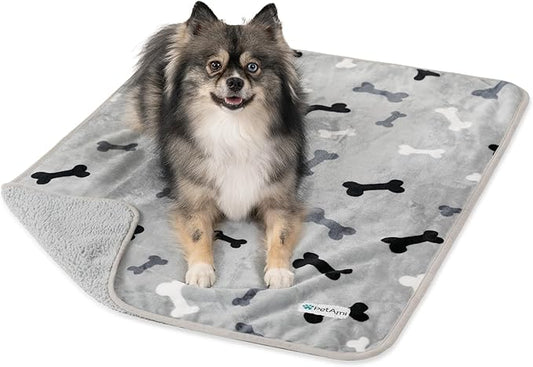PetAmi Waterproof Dog Blanket for Small Medium Dogs, Pee Proof Pet Blanket for Couch Bed, Reversible Water Proof Blanket for Puppy Indoor Cat, Soft Dog Fleece Blankets Washable, 29x40 Bone Gray