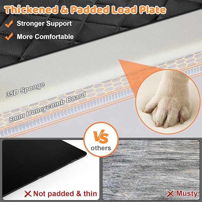 URPOWER High Barrier Back Seat Extender for Dogs, Hard Bottom Dog Car Seat Cover Holds 550 lbs, Waterproof Dog Hammock for Cars, SUV, Dogs Car Bed Pet Backseat Protector with Mesh Window