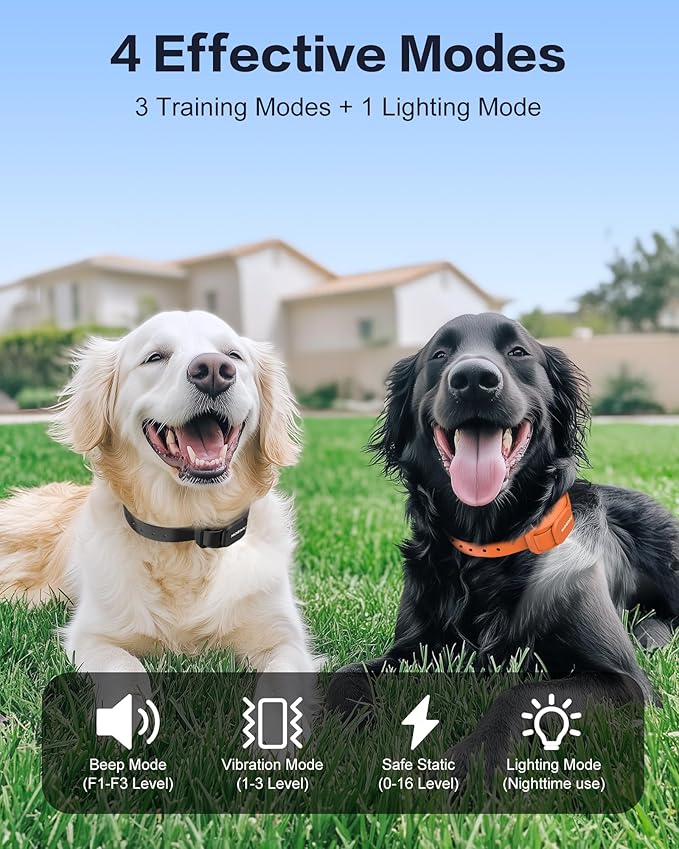 Jugbow Dog Training Collar 2 Dogs - 4200FT Dog Collars with Remote, LED Light E-Collar with Beep/Safe Static/Vibration Modes, IPX8 Waterproof Rechargeable E-Collars for Small Medium Large Dogs