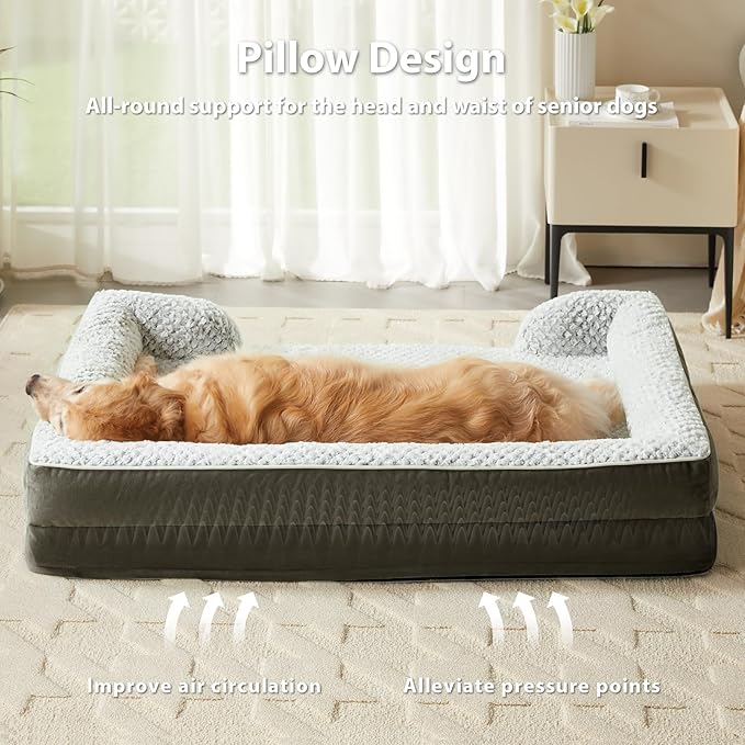 Orthopedic Dog Bed for Extra Large Dogs, Egg Crate Foam Bed for Extra Large Dogs, Equipped with Removable Waterproof Pillow Cover and Anti-Slip Bottom, Pet Bed