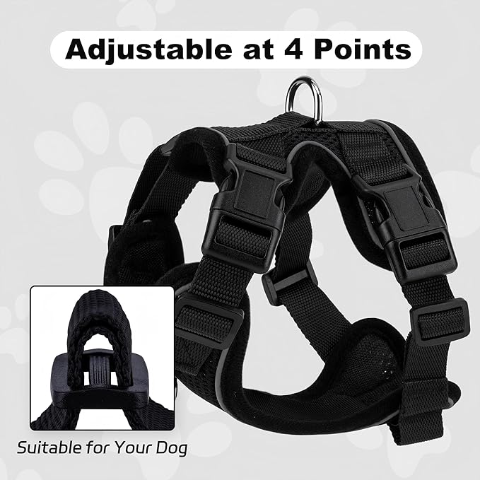 Small Dog Harness and Leash Set，No Pull Adjustable Pet Harness for Small Dogs ，Breathable Mesh Reflective Dog Vest Harness (Black, XXS)