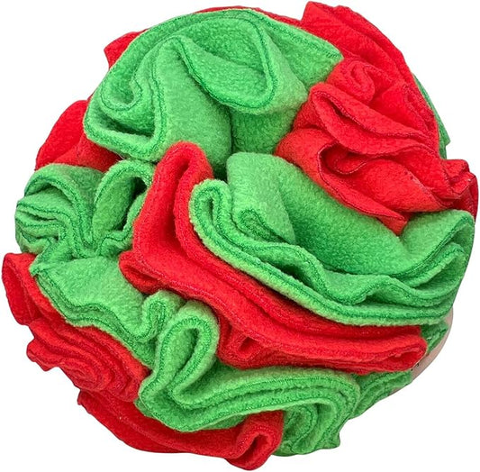 Glory To Dog Puppy and Medium Breed Snuffle Interactive Foraging Dog Puzzle Ball Toy Christmas Green and Red Large