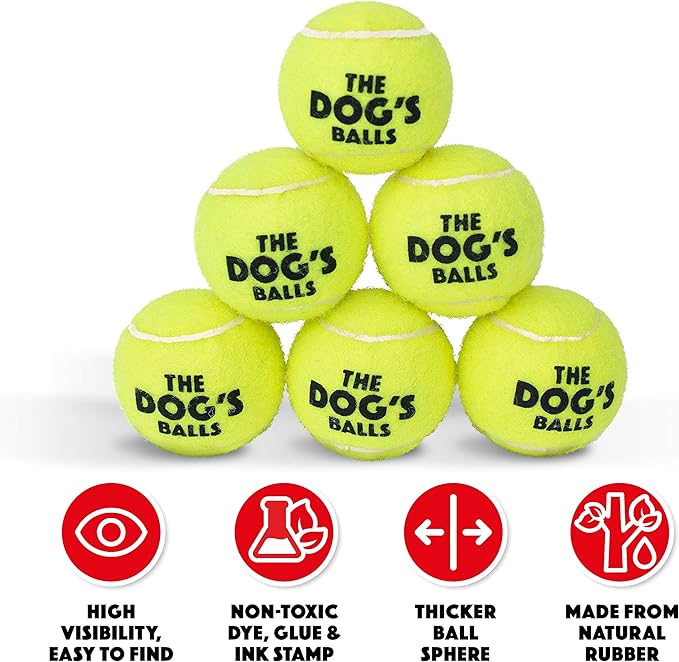 The Little Dog's Balls, Dog Tennis Balls, Yellow 6-Pack,Strong Toy for Agility Training, Puppy Training, Play, Exercise & Fetch, 1.9 Inches Diameter