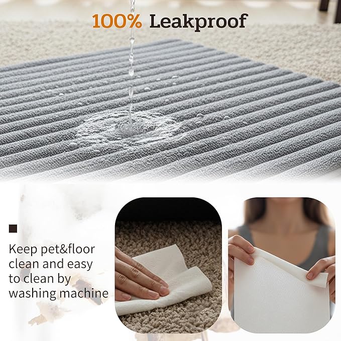 NWK Pack of 4 Fluffy Self Warming Cat Mat, Cat Blanket, Thermal Dog Mat, Washable, Non-Slip Bottom for Sofa & Crate & Kennel & Car Seat (Misty Gray, X-Large (43.5'' X 27.5'' X 0.7''))