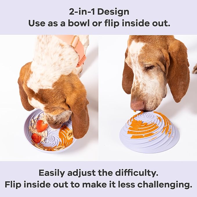 Awoo Wobbowl - Silicone Dog Lick Mat and Slow Feeder Bowl - Dishwasher Safe Pet Dish - Extends Mealtime for Fast Eaters & Reduces Anxiety - for Wet & Dry Food (Periwinkle)