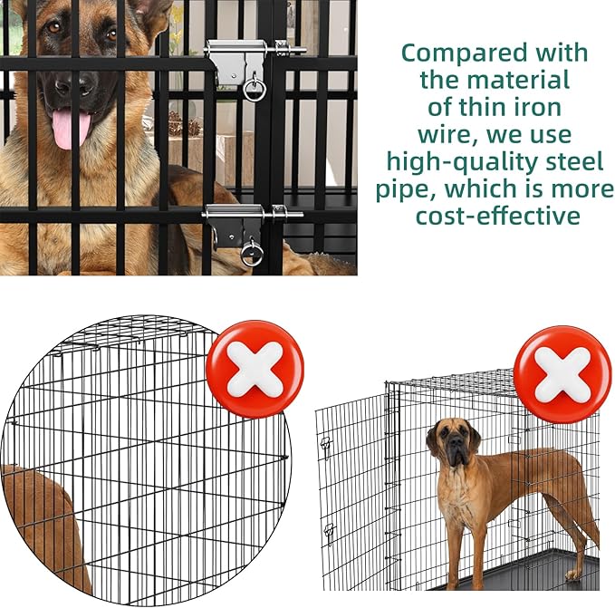 54 Dog Crate with Mat, Large Dog Crat for for Large Dogs, Heavy Duty Dog Kennel Indoor with Roof Top, XL,XXL Dog Cage for High Anxiety Dogs
