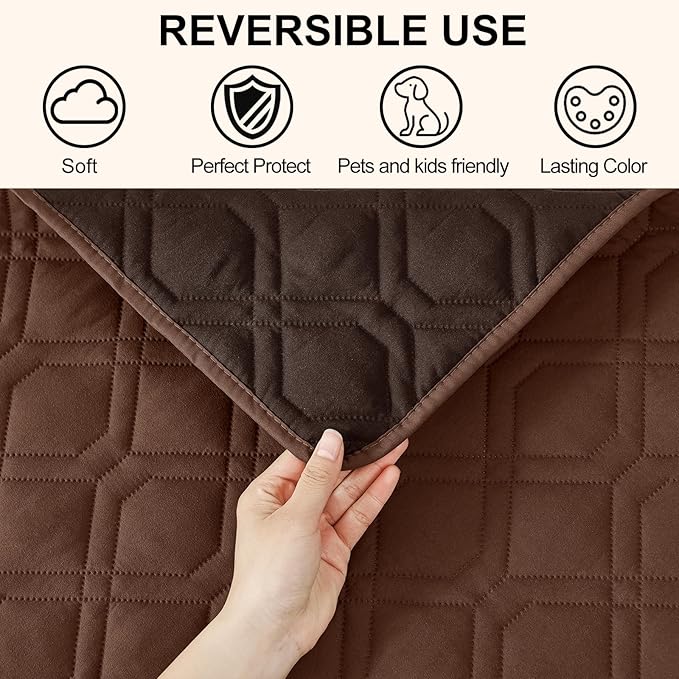 Smiry Waterproof Dog Blanket, 68x82 Inch Soft Pet Bed Cover Reversible, Washable Sofa Couch Furniture Protector for Small Medium Large Dog Puppy Cat, Geometric, Brown/Chocolate