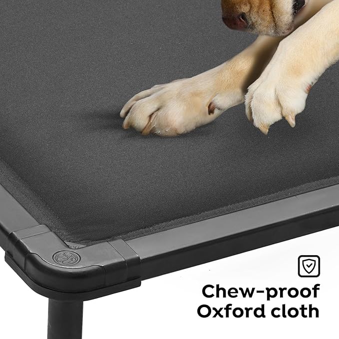 Veehoo Chewproof Elevated Dog Bed, Durable Raised Pet Cot with Soft PP Cotton-Filled Waterproof Mat, Washable Padded Cot for Indoor, Outdoor & Camping, 41-Inch, Grey