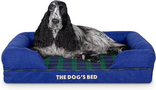 The Dog’s Bed, Med Black Watch Tartan, Memory Foam, Pain Relief: Arthritis, Hip & Elbow Dysplasia, Post Surgery, Lameness, Supportive, Calming, Waterproof Washable Cover, Veterinary Approved