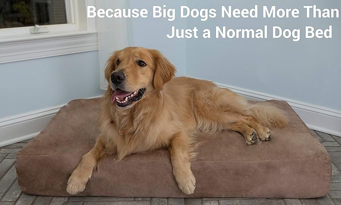 Barker Beds Giant Orthopedic Dog Bed - 7" Memory Foam Mattress - 100-300 lbs - Joint Pain & Arthritis Support - Vet Recommended, Washable Cover - Made in USA - 60"x48"x7" - Chocolate