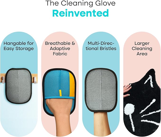 Uproot Clean Pet Hair Removal Tool Glove for Cats & Dogs: Infinitely-Reusable Electrostatic Pet Hair Remover Glove for Any Fabric - Cleans Furniture, Clothes, Car Upholstery, & More