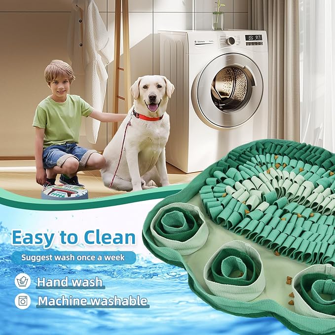 Green Snuffle Mat: Interactive Sniff Puzzle, Slow Feeder Dog Treat Mat - Non-Slip, Portable, Durable