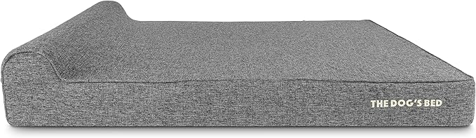 The Dog’s Bed Orthopedic Headrest Dog Bed XXL Grey Linen, Memory Foam, Pain Relief for Arthritis, Hip & Elbow Dysplasia, Post Surgery, Lameness, Waterproof Washable Cover