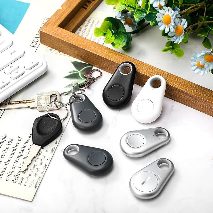 Flutesan 8 Packs Portable GPS Tracking Mobile Tracking Anti Loss Smart Device Key Finder Locator GPS Tracker Device for Pets Dog Cat Wallet Keychain Luggage, Alarm Reminder(Black, White, Gray)